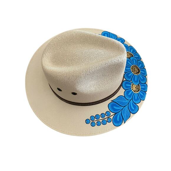 HAT MEXICAN Artisanal Hand Painted Fedora Floral Sombrero Panama Bohemian Medium main image 5